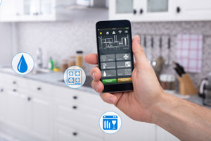Smart Phone mit Küchengeräten vernetzt, Copyright Panthermedia