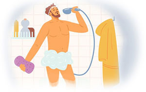 ein Mann beim Duschen